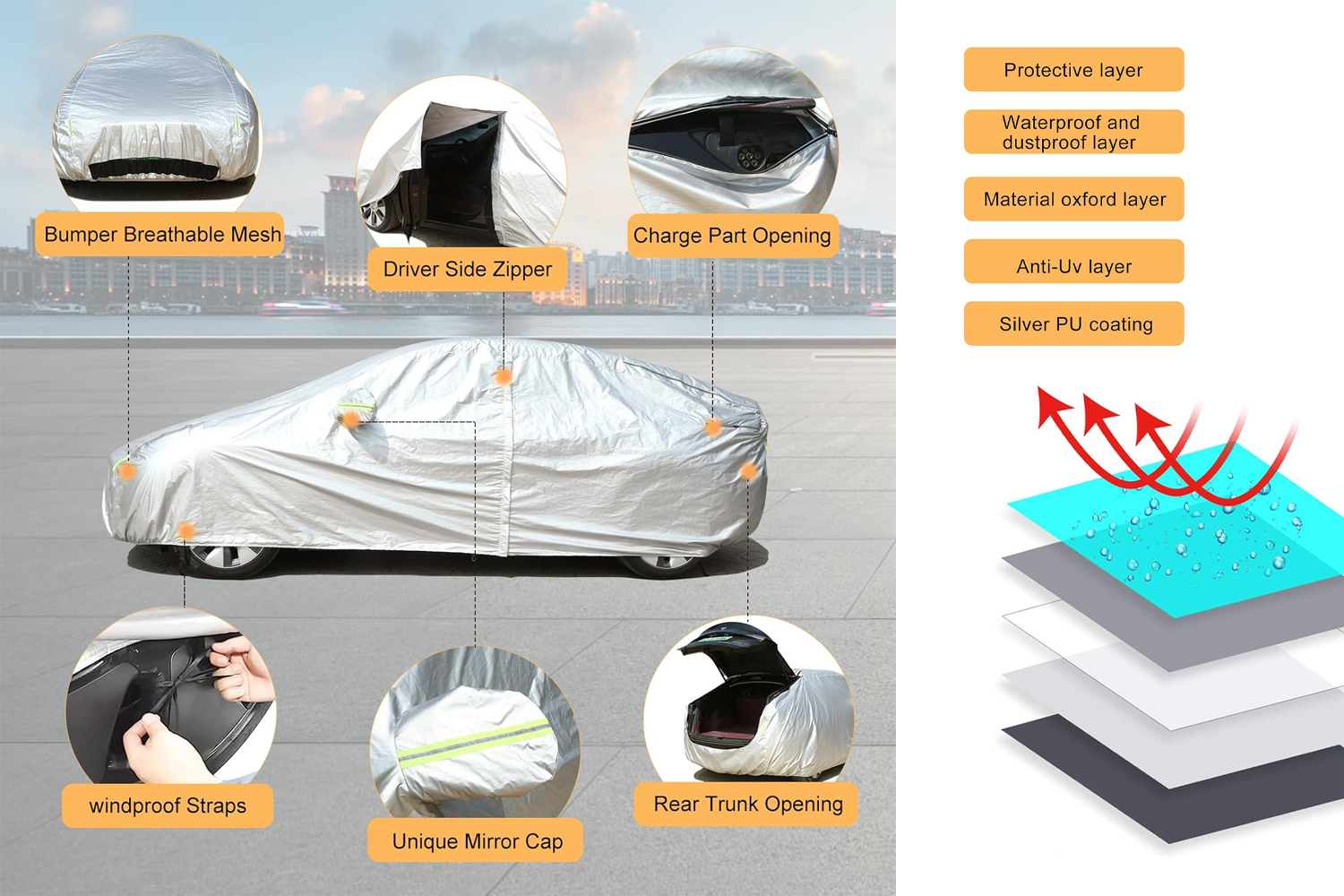 Cover for Tesla Model S Silver Elvix - obrazek 8
