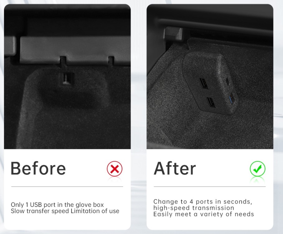 Expansion Dock for Tesla Model Y Glove Box Flocking Elvix - obrazek 5