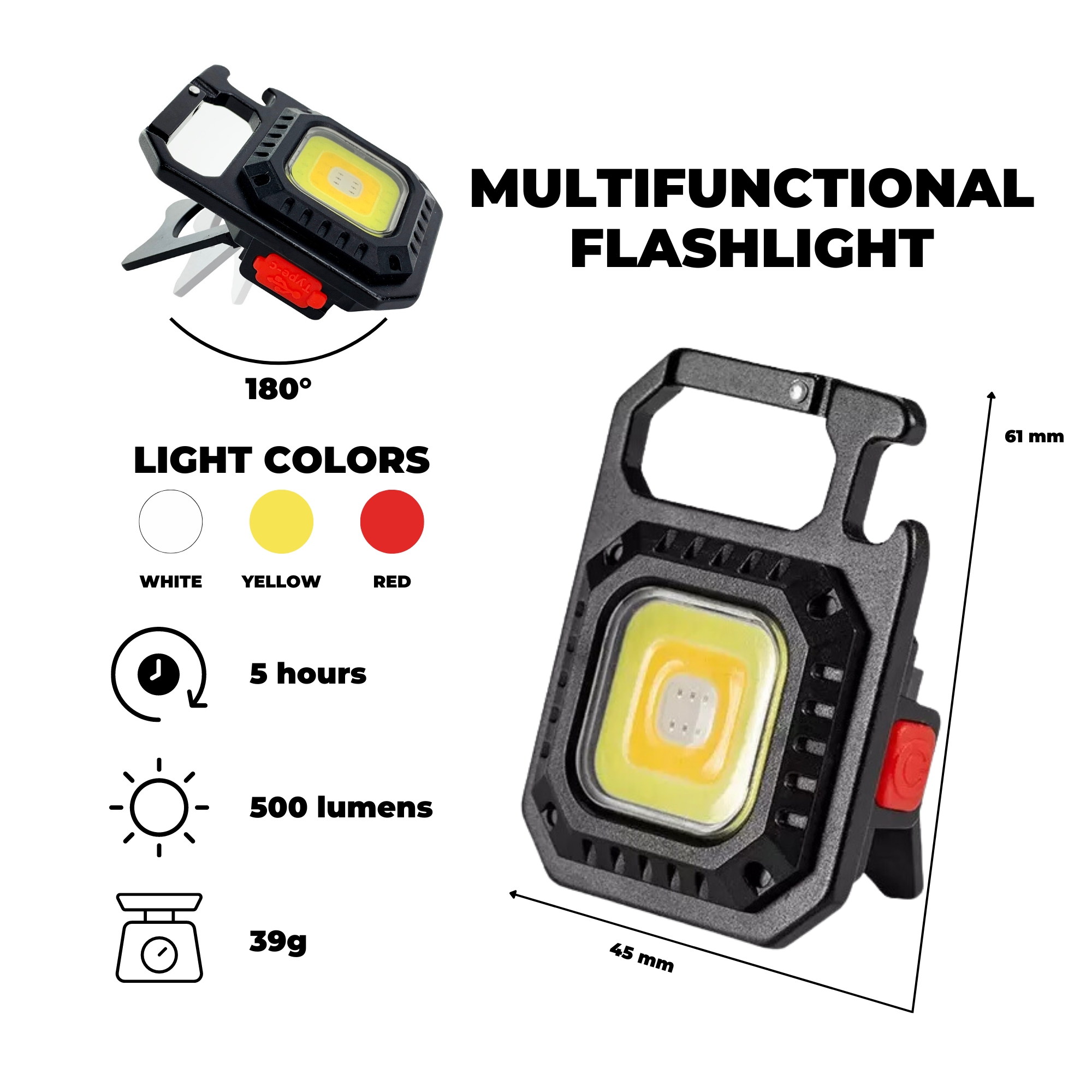 LED flashlight keychain TGL-223 Myers Power - obrazek 5