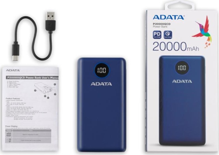 Power Bank ADATA P20000QCD 20000mAh Blue - obrazek 5